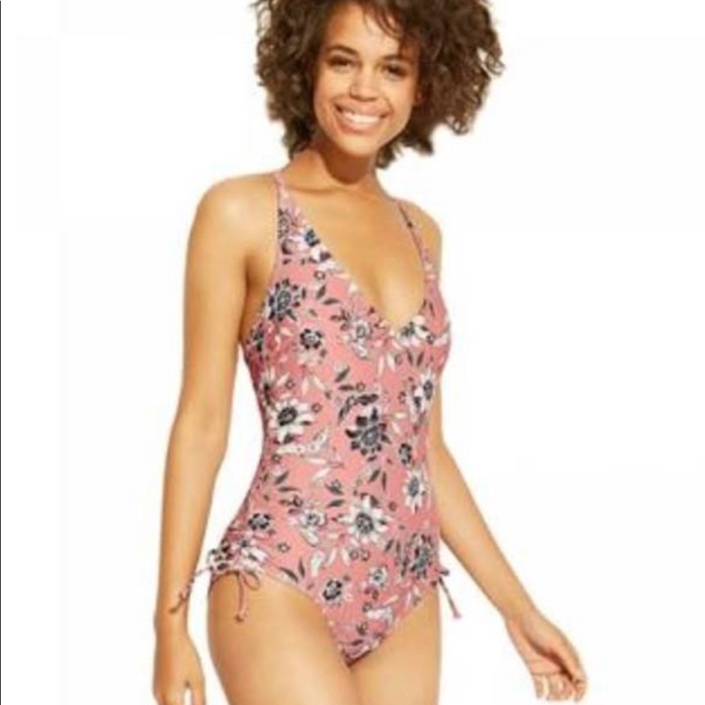 One piece bathing suit pink /Blk floral